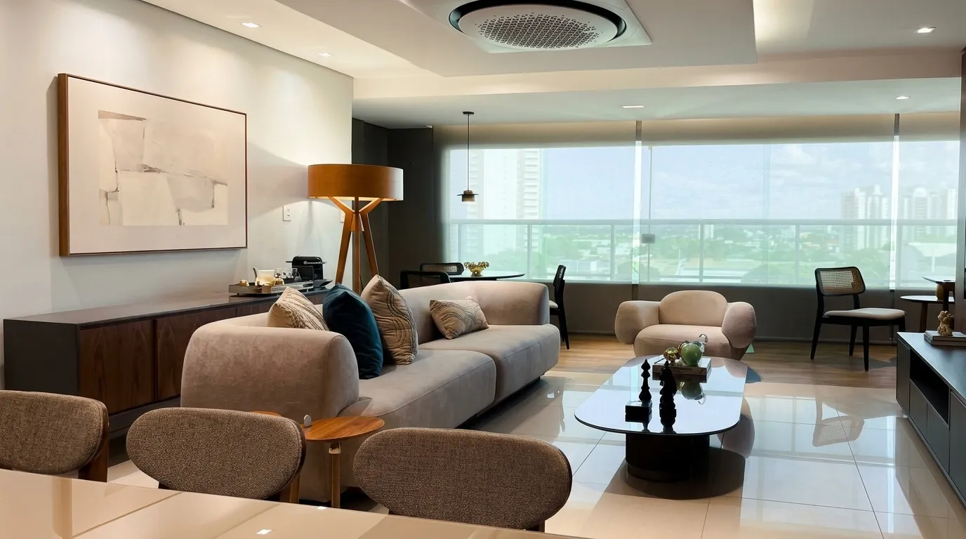 Living integrado com vista